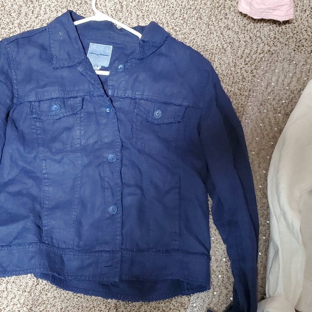 Tommy Bahama Linen Navy Blue Jacket